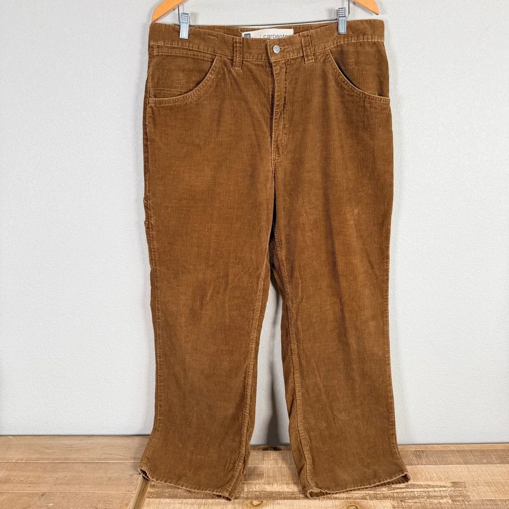 Vintage Y2K Gap Corduroy Carpenter Pants Mens 36x30 Brown Utility Loose Fit